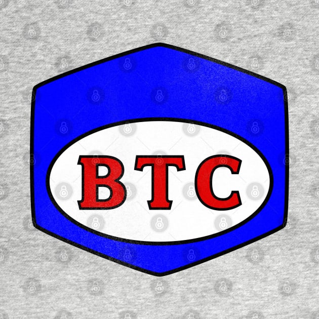 BTC bitcoin old skool mechanics logo by EnvelopeStudio